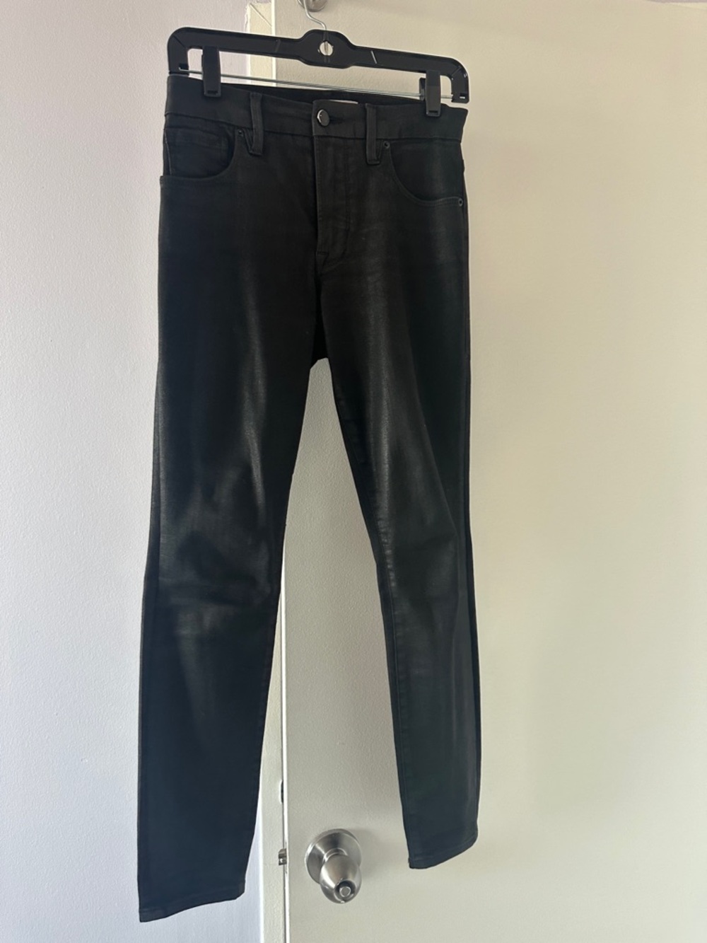 Good American Black Coated Skinny Jeans